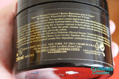 Kiehl's Imperial Body Balm Ingredients List review caulfield's counter skincare stretch marks
